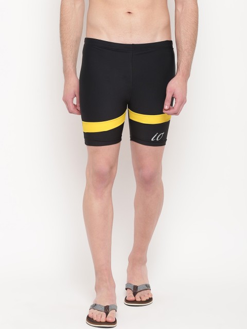 

iO Men Black & Yellow Solid Swim Bottoms