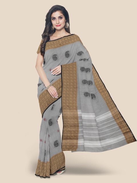 

KLM Fashion Mall Grey Pure Cotton Woven Design Mangalagiri Saree