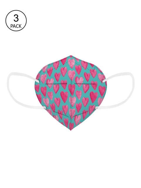 

Status Unisex Pack Of 3 Pink & Green Printed 4-Ply Reusable N95 Masks