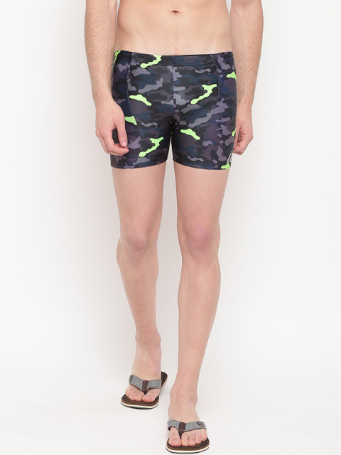 

iO Men Black & Grey Camouflage Printed Swim Shorts
