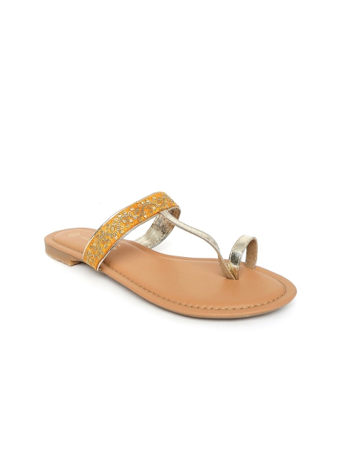 

Forever Glam by Pantaloons Women Yellow Embellished Ethnic Flats One Toe Flats