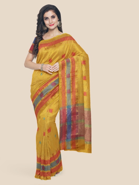 

KLM Fashion Mall Yellow Pure Cotton Woven Design Mangalagiri Saree