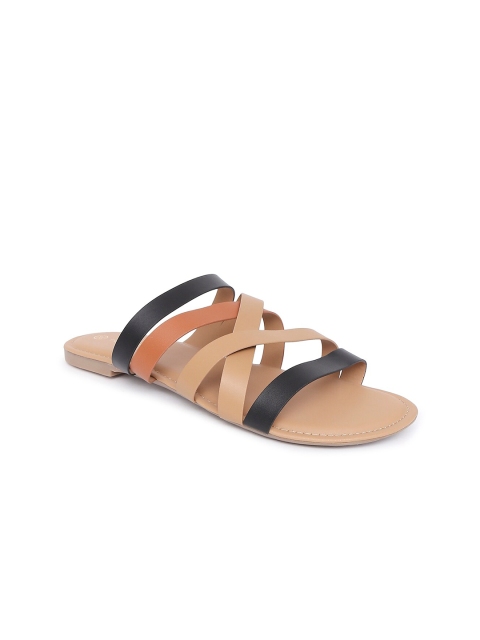 

Forever Glam by Pantaloons Women Beige & Black Colourblocked Open Toe Flats