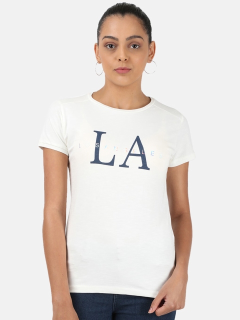 

Monte Carlo Women Off White Printed Regular Top