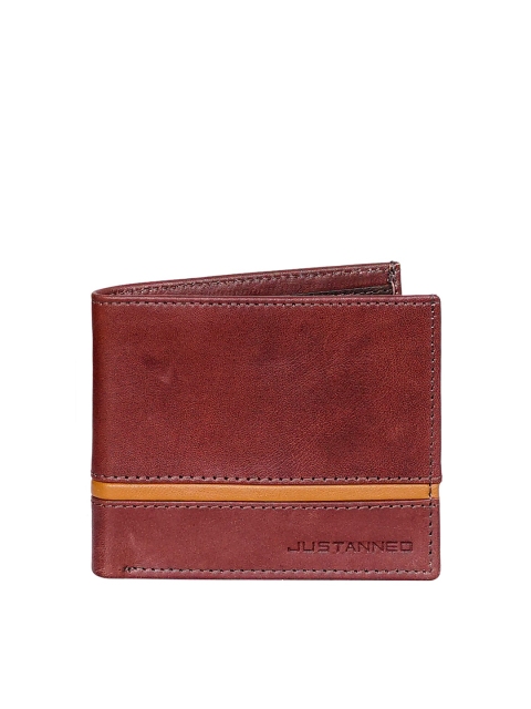 

Justanned Men Brown Solid Two Fold Leather Wallet