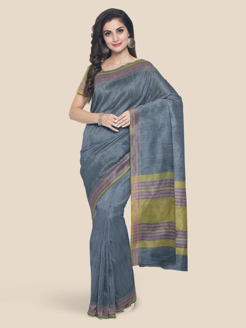 

KLM Fashion Mall Blue Pure Cotton Solid Mangalagiri Saree