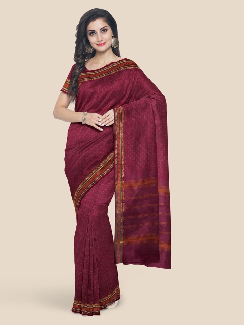 

KLM Fashion Mall Magenta Pure Cotton Printed Mangalagiri Saree