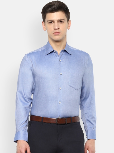 

Van Heusen Men Blue Regular Fit Self Design Cotton Formal Shirt