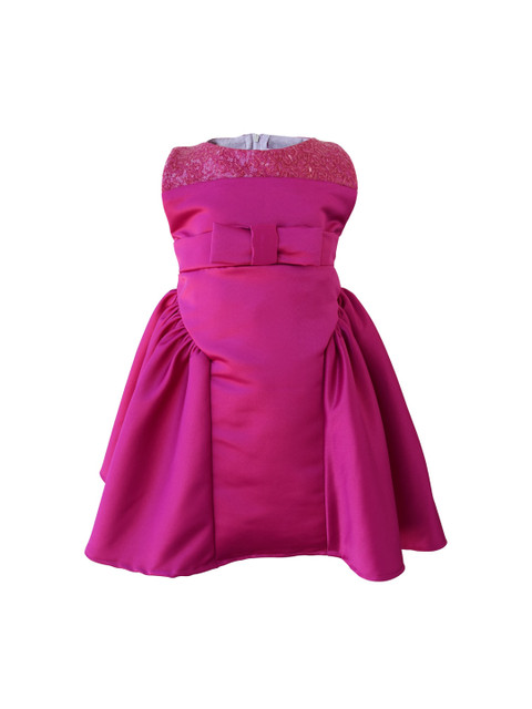 

Faye Magenta Satin Bow Detailed Dress