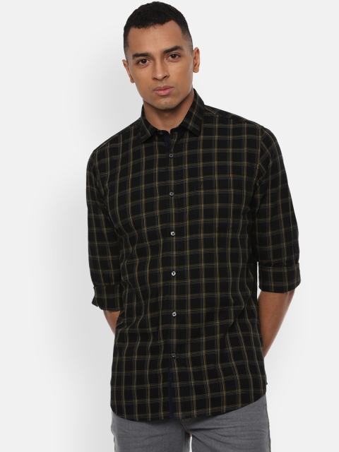 

Van Heusen Sport Men Black & Yellow Slim Fit Checked Pure Cotton Casual Shirt