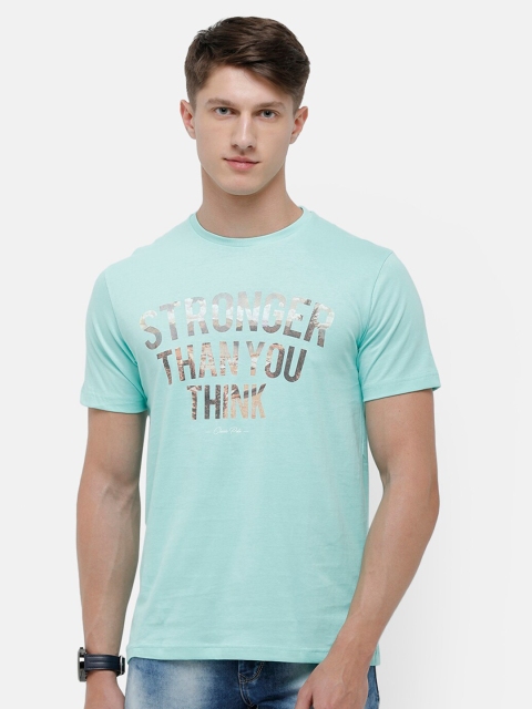

Classic Polo Men Turquoise Blue Printed Round Neck T-shirt