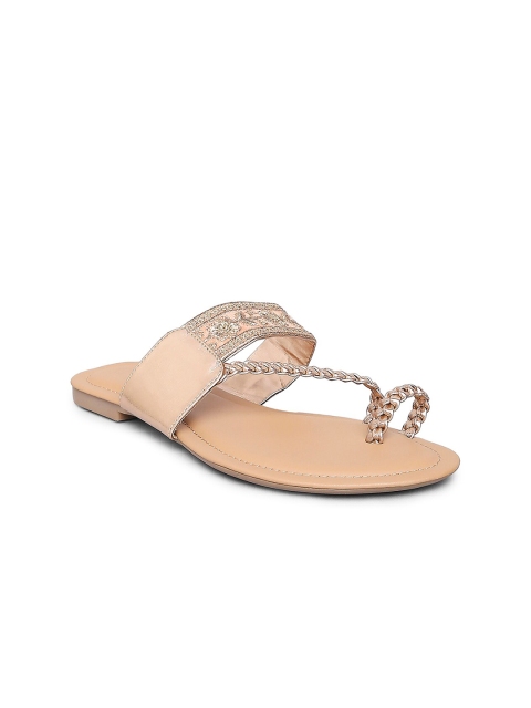 

Forever Glam by Pantaloons Women Peach-Coloured Embellished Ethnic One Toe Flats