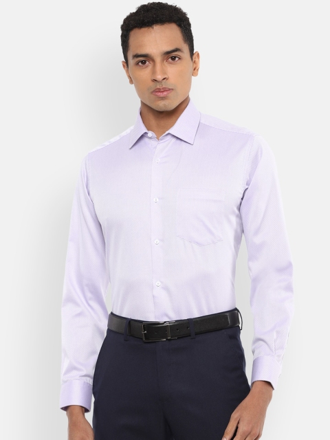 

Van Heusen Men Purple & White Regular Fit Self Design Cotton Formal Shirt