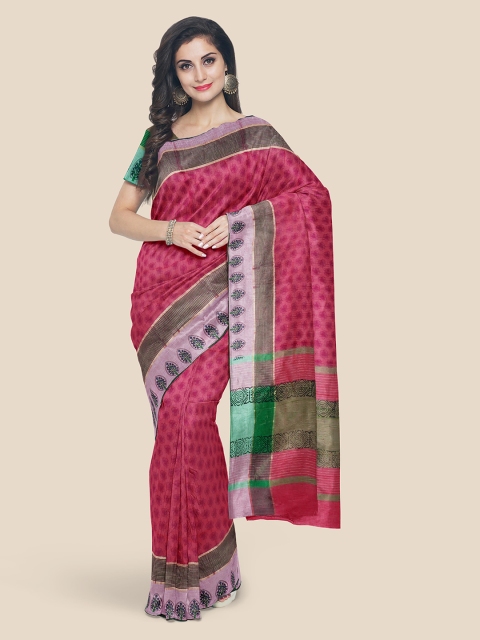 

KLM Fashion Mall Pink Pure Cotton Printed Venkatgiri Saree