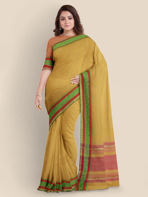 

KLM Fashion Mall Yellow Pure Cotton Solid Mangalagiri Saree