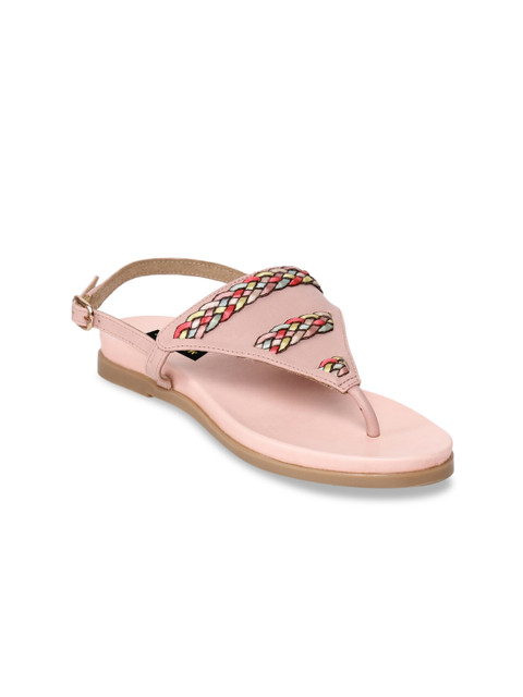 

Milano Torre Women Pink Woven Design Open Toe Flats