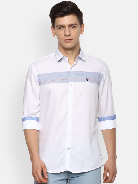 

Louis Philippe Sport Men White & Blue Slim Fit Striped Casual Shirt