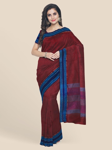 

KLM Fashion Mall Maroon Pure Cotton Solid Mangalagiri Saree