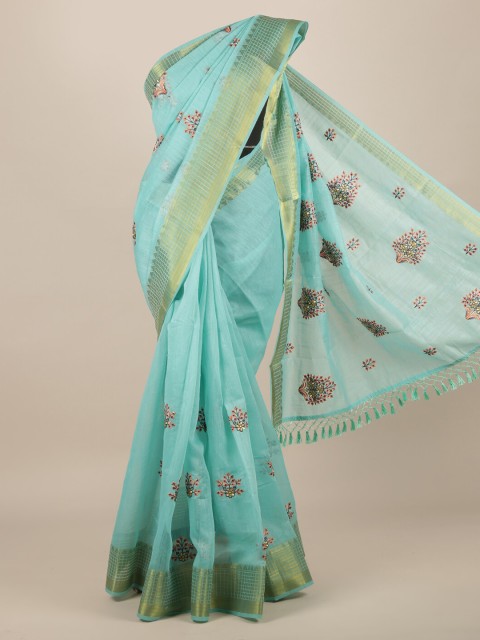 

Pothys Blue Woven Design Jute Silk Saree