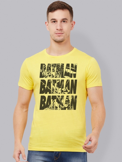

Free Authority Men Yellow & Black Batman Print Round Neck Cotton T-shirt