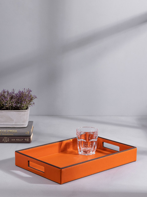 

Pure Home and Living Orange Solid Rectangular Serving Tray