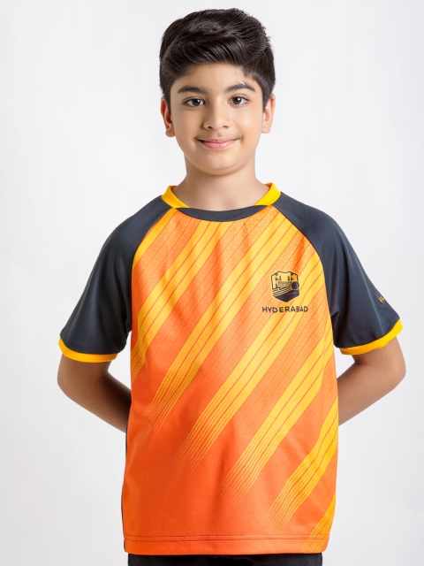 

FLX By Decathlon Boys Orange Printed HYDERABAD CTY 500 Round Neck T-shirt