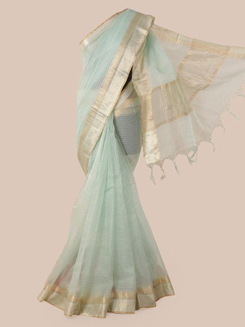 

Pothys Green Solid Pure Silk Saree