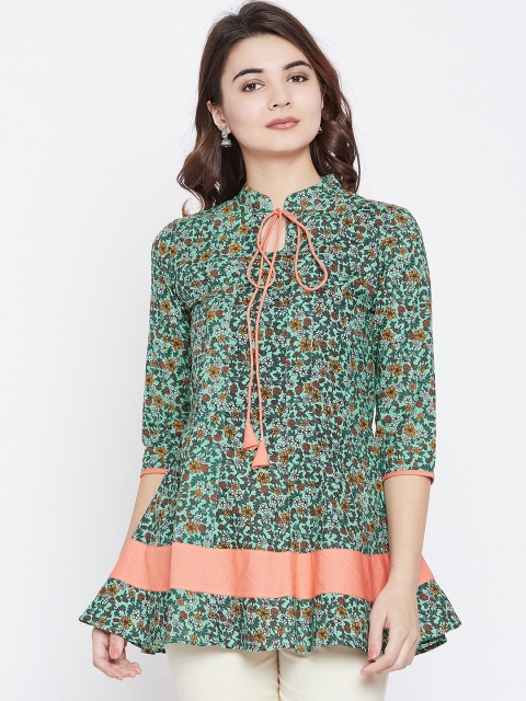 

PANIT Women Green Floral Printed Kurta