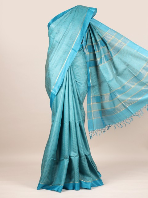 

Pothys Blue Pure Silk Woven Design Tussar Saree