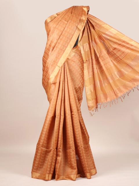 

Pothys Brown Pure Silk Woven Design Tussar Saree