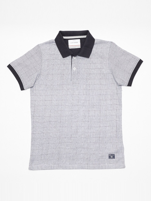 

Octave Boys Grey Checked Polo Collar Cotton T-shirt