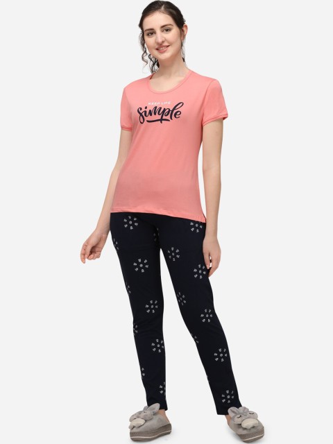 

Lenissa Women Coral Typography Cotton Pyjama Nightsuits
