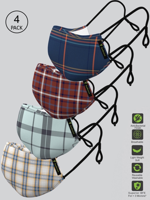 

Van Heusen Men Pack Of 4 Assorted 3-Ply Reusable Pure Cotton Cloth Face Masks