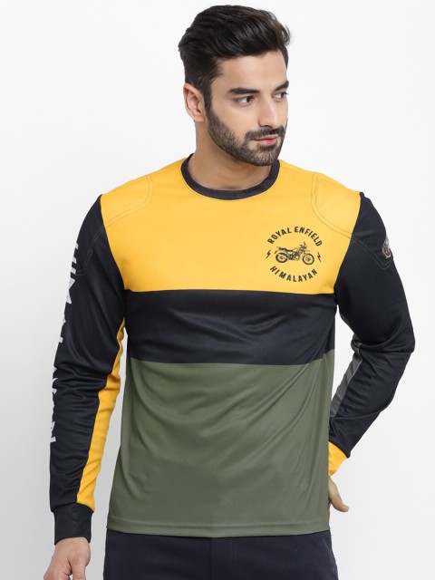 

Royal Enfield Men Yellow Colourblocked Round Neck T-shirt