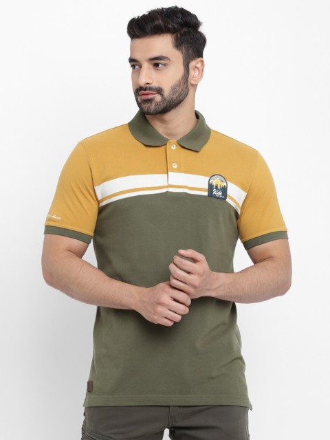

Royal Enfield Men Mustard Colourblocked Polo Collar T-shirt