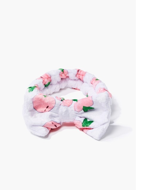

FOREVER 21 White Printed Bow Headwrap