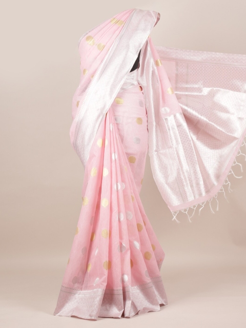 

Pothys Pink & Off-White Pure Silk Woven Design Saree