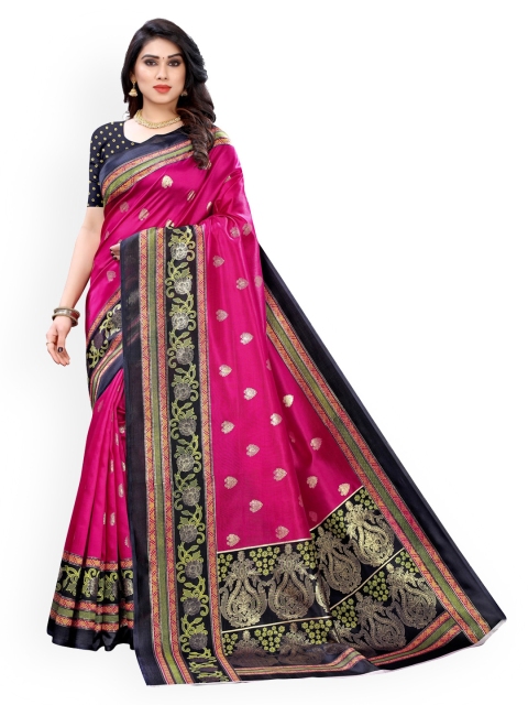 

KALINI Pink Woven Design Poly Silk Saree