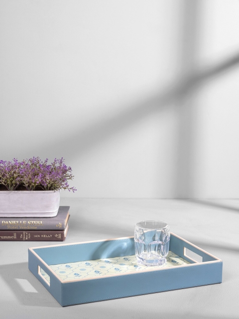

Pure Home and Living Blue & Off-White Printed Rectangular Serving Tray