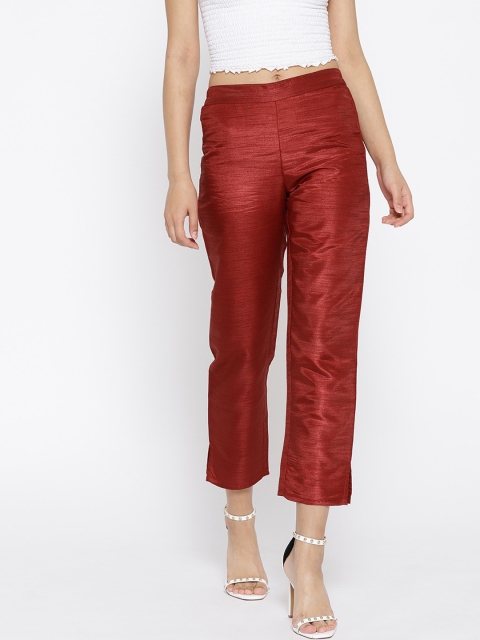 

Cottinfab Women Maroon Regular Trousers