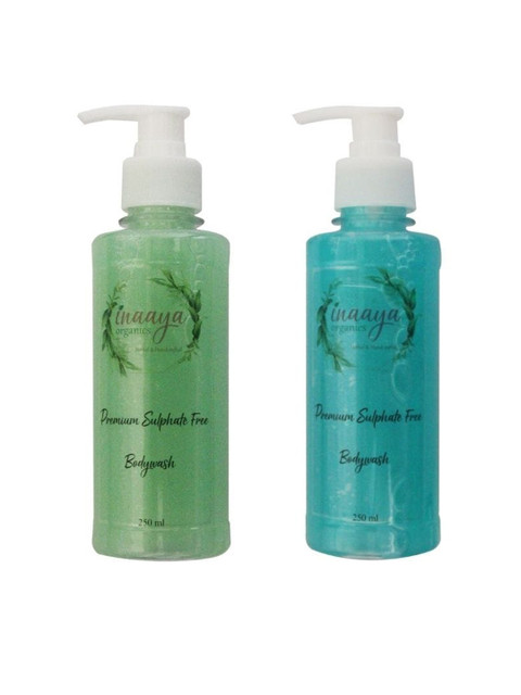 

Inaaya Organics Unisex Pack of 2 Pearl Gold & Rustic Rose Body Wash Shower Gel 250 ml Each, Multi