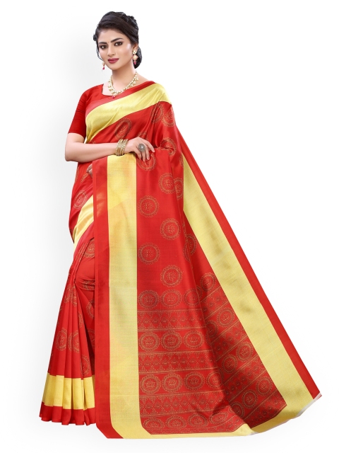 

KALINI Red Solid Saree