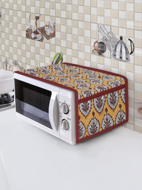 

Rajasthan Decor Yellow & White Floral Jaipuri Printed Quilted Cotton Microwave Cover