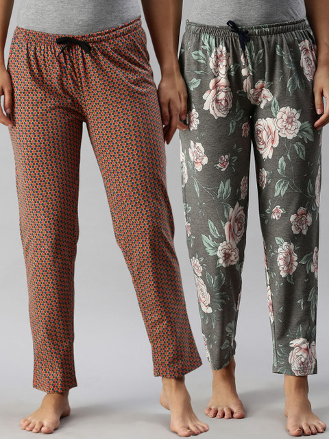 

Kryptic Pack of 2 Mustard & Charcoal Printed Cotton Pyjamas