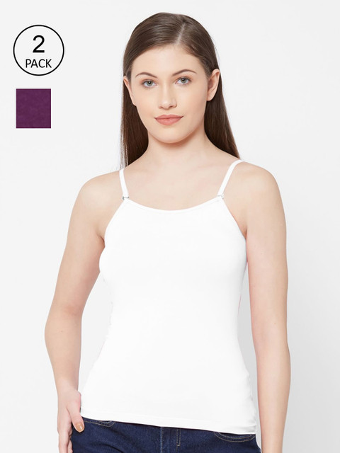 

Juliet Women Pack Of 2 Solid Camisoles, White