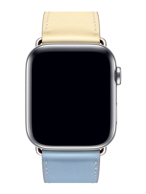 

macmerise Unisex Blue & Beige Delightful Dollop Leather Apple Watch Band