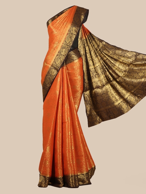 

Pothys Orange & Bronze-Toned Art Silk Woven Design Saree