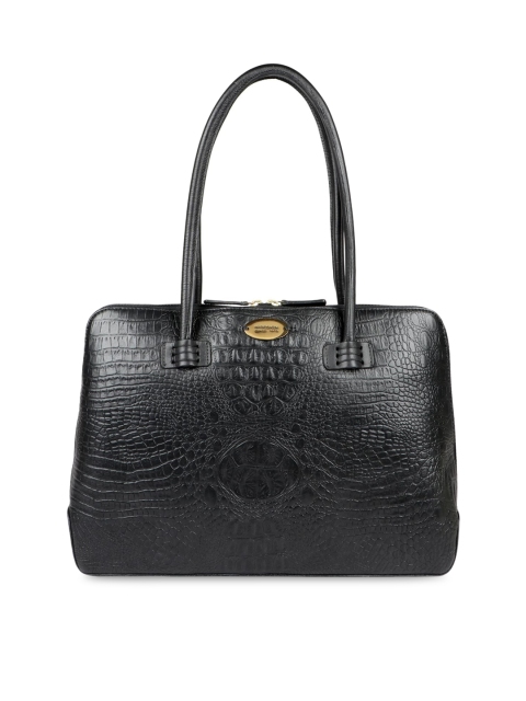

Hidesign Black Croco-Skin Textured Shoulder Bag
