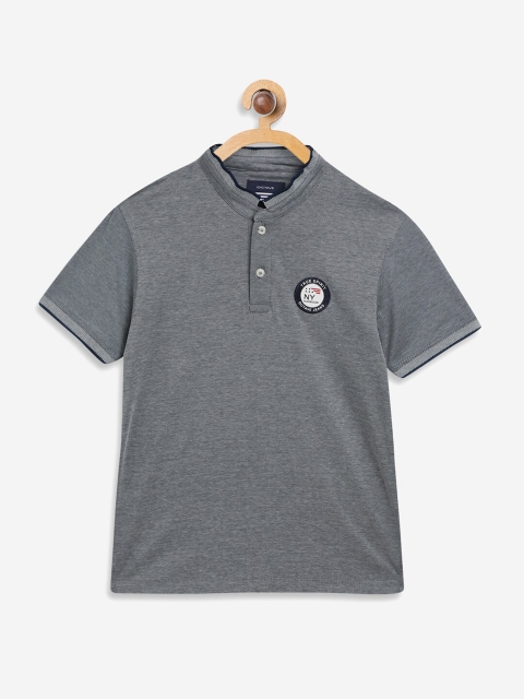 

Octave Boys Grey Solid Henley Neck Cotton T-shirt