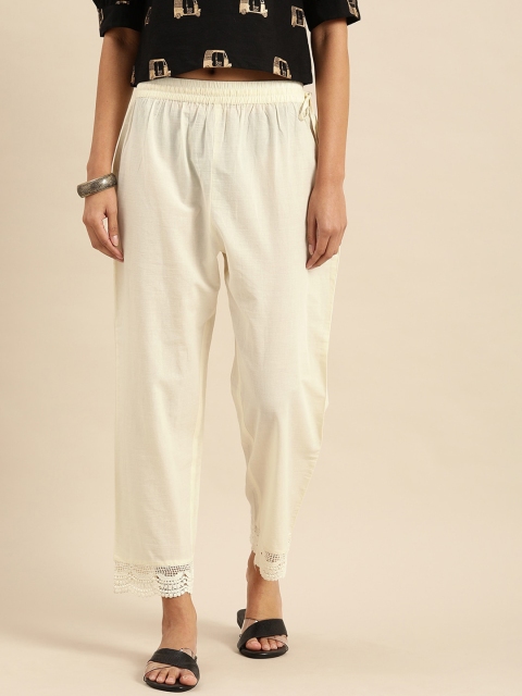 

KSUT Women White Regular Fit Solid Joggers